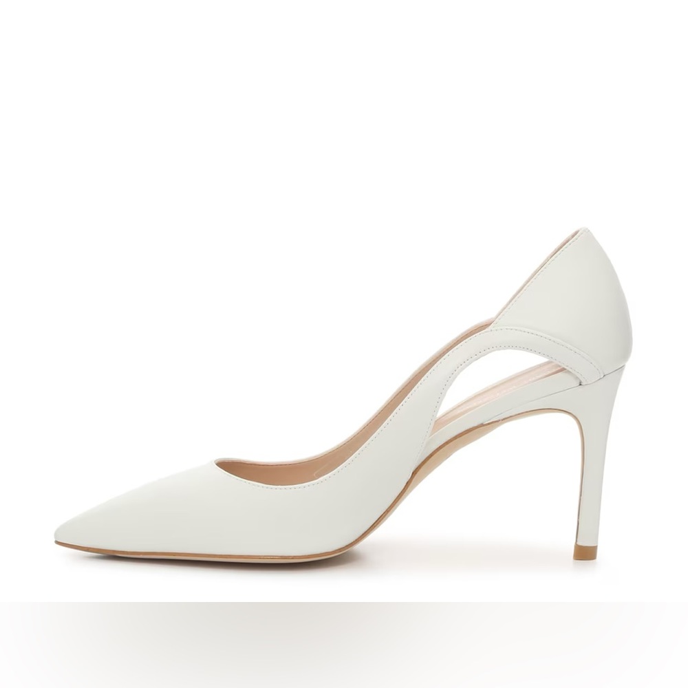 Brand new, in box, never worn, Stuart Weitzman Mariposa 85 white satin heels